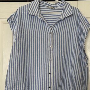 Laura Blue and White Striped Button-Up Shirt